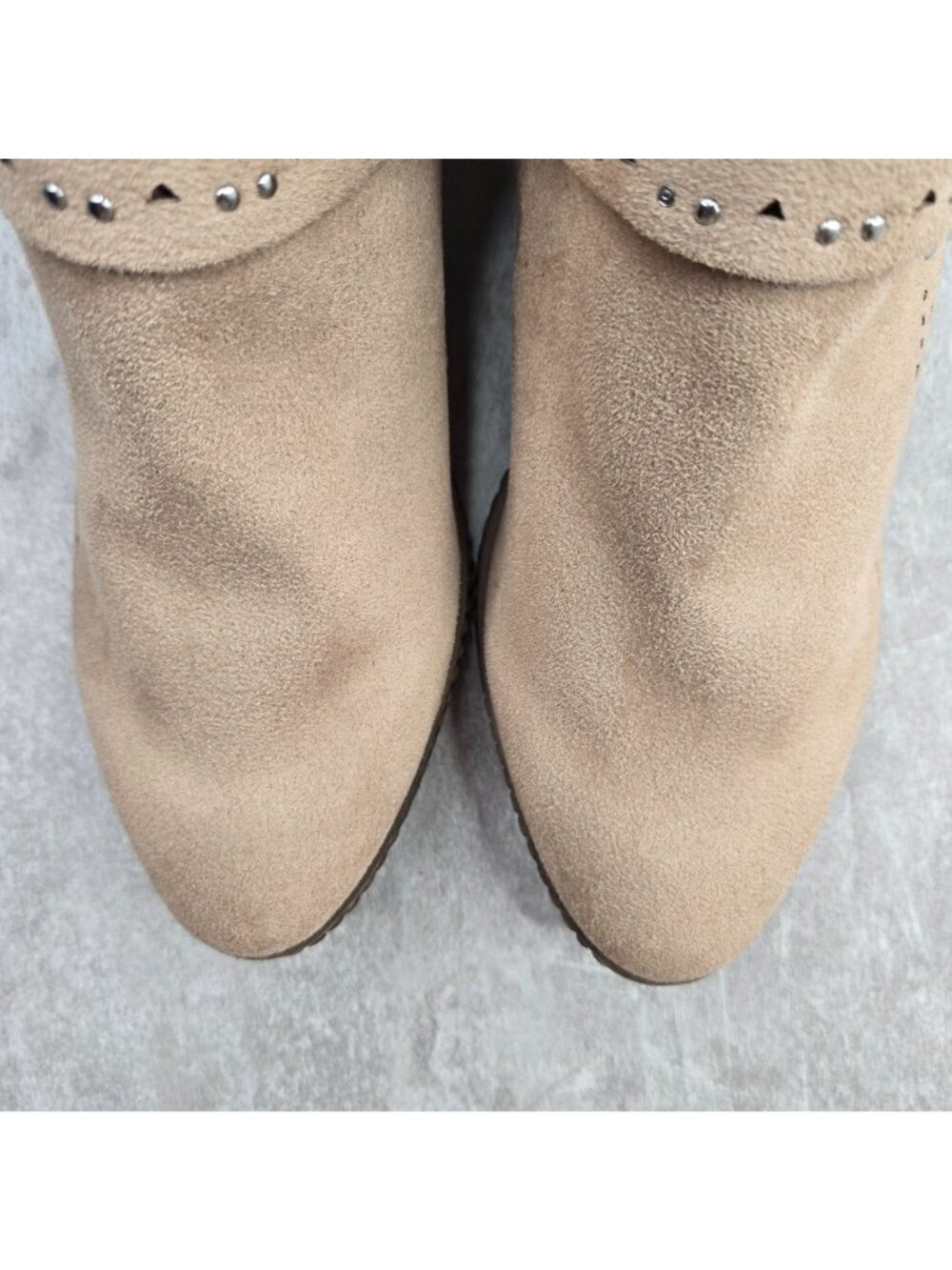 Not Rated Western Ankle Boots 6 Tan Studded Low Heel Harness Cowgirl Shoe Boots - Picture 10 of 12